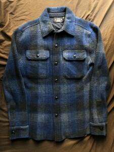 【傑作】極美品 RRL CPO JACQUARD SHIRTS JACKET ダブルアールエル インディゴ ジャガード織 カシミヤ ウール シャツ ジャケット XS