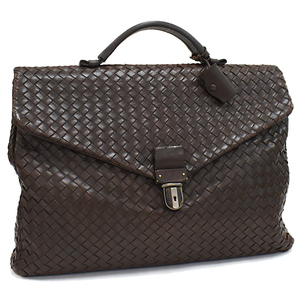 ボッテガヴェネタ ブリーフケース ビジネスバッグ 13095 イントレチャート レザー ダークブラウン BOTTEGA VENETA