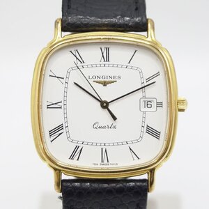 1円～ LONGINES ロンジン QZ クォーツ スクエア ETA Cal.255411 デイト 腕時計 白文字盤 3針 動作確認済 中古 送料無料！