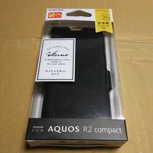 ◎ELECOM AQUOS R2 compact 用 ソフトレザーカバー ：PM-AQR2CPLFYBK