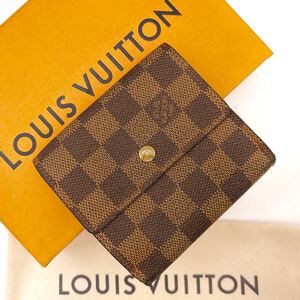 ★美品★【a133】LOUIS VUITTON ルイヴィトン ダミエ ポルトフォイユ エリーズ Wホック 二つ折り財布 ブラウン系 N61654/SP0967