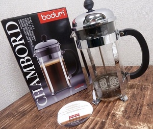 (☆BM)【大処分セール】ドイツ製 BODUM ボダム CHAMBORD シャンボール フレンチプレス コーヒーメーカー 1L シルバー コーヒー ポット