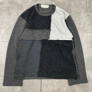 希少　COMME des GARCONS SHIRT コムデギャルソンシャツ　川久保玲　縮絨 異素材 パッチワーク 継ぎ接ぎ　長袖Tシャツ　カットソー