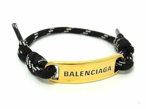 1円 ■美品■ BALENCIAGA バレンシアガ バングル ブレスレット アクセサリー レディース メンズ ゴールド系×ブラック系 FD6212