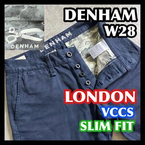 DENHAM LONDON W28 VCCS SLIM FIT デンハム ロンドン ネイビー パンツ 紺 青 ブルー チノパン スリム メンズ デニムジーンズ ストレッチ