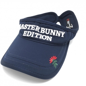 【超美品】マスターバニー サンバイザー ネイビー×白 立体ロゴ 花刺しゅう FR ゴルフウェア MASTER BUNNY EDITION