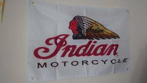 INDIAN　MOTORCYCLE　インディアンモーターサイクル　ロゴフラッグ　ホワイト、タペストリー　新品未使用