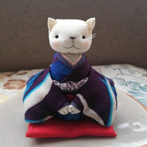 柊和◆◆ 猫さん◆ 古布 縮緬 和風 ちりめん ちりめん細工 着物 ハンドメイド 手作り レトロ 猫 ねこ 置物 インテリア 和雑貨 人形 帯