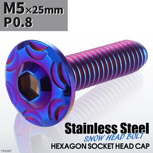 M5×25mm P0.8 スノーヘッド ボタンボルト ステンレス 車/バイク/自転車 ドレスアップ パーツ 焼きチタンカラー 1個 TR0287