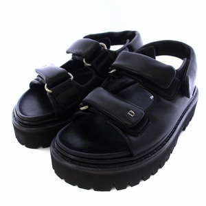 未使用品 ディースクエアード DSQUARED2 Flat Sandals サンダル 厚底 レザー 35 22cm 黒 ブラック /BM ■GY29 レディース