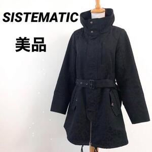 【美品】SISTEMATIC　ミリタリコート　トレンチコート　ブラック　豹柄