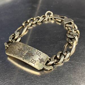 GUCCI グッチ GG Bee Engraved Bracelet チェーンブレスレット シルバー AG925 size21【中目黒R12】