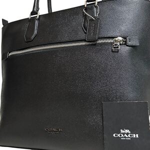 1円～【未使用級】入手困難品 コーチ COACH ケネディ トートバッグ ビジネスバッグ ブリーフケース A4 2way レザー メンズ レディース 黒