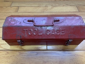 中古品 tool case ツールボックス box 赤 工具箱 車 道具 整備 メンテナンス 自動車 レトロ アンティーク 缶 古道具 昭和 2