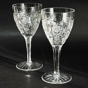 ◆ BOHEMIA GLASS ボヘミアグラス カットグラス 切子 工芸ガラス クリスタル ワイングラス ペア ◆