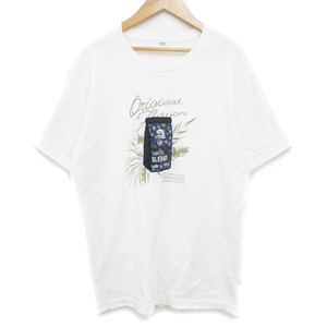 タケオキクチ TAKEO KIKUCHI Tシャツ カットソー 半袖 クルーネック ロゴプリント ロゴ刺? プリント 2 M 白 ホワイト /FF21 メンズ