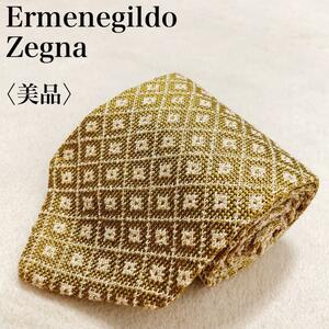 【美品】Ermenegildo Zegna エルメネジルドゼニア ネクタイ イタリア製 シルク 高級感 上品 ゴージャス ワンポイントロゴ ドット 総柄 O17