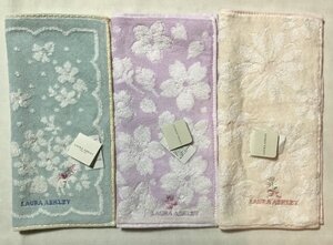 ♪新品♪Laura ashley・ローラアシュレイ／ハンカチタオル３枚セット（すみれブルー・さくら・マーガレット