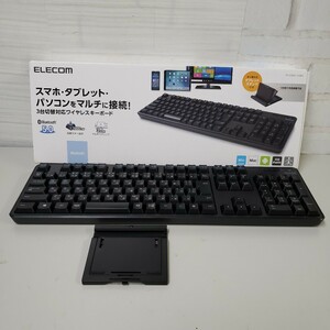 609y0210★エレコム Bluetooth フルキーボード テンキー付 メンブレン式 スタンド付 マルチペアリング対応 iPad Surface TK-FBM112BK