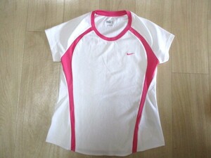 ナイキ FIT DRI・半袖Tシャツ・白×ピンク色・サイズM