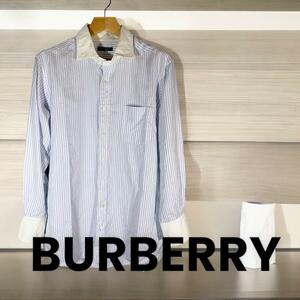 ubj61【BURBERRY】バーバリー ストライプ柄シャツ 長袖 メンズ