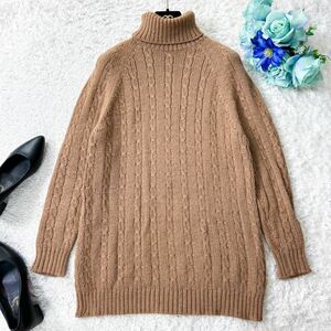 美品★マックスマーラ WEEKEND Max Mara★キャメル100%★ケーブル編み★タートルネック*長袖ニットセーター ブラウン 〜SIZE S〜