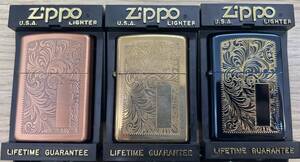 ＃18029I Zippo　ジッポー　ハイポリッシュ ベネチアン オイルライター　ゴールド　ブルー　レッド　喫煙グッズ　セット