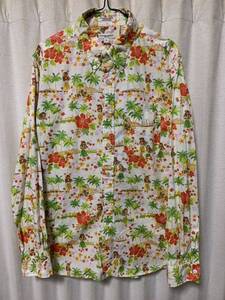 ENGINEERED GARMENTS 19th BD Shirt Hula Girl Print ボタンダウンシャツ 希少サイズL エンジニアードガーメンツ アロハ ハワイアン 米国製