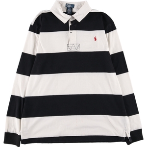 古着 ラルフローレン Ralph Lauren POLO by Ralph Lauren ボーダー柄 長袖 ラガーシャツ レディースXL相当 /eaa485541 【Elulu/エルル】