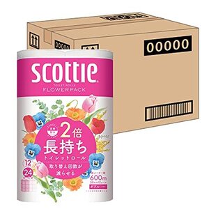 ケース販売 スコッティ 紙材 フラワーパック 2倍巻き(12ロールで24ロール分) トイレット 50m ホワイト ダ