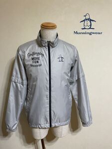 【美品】 Munsingwear golf マンシングウェア ゴルフ 2WAY ウインド ジャケット トップス サイズM 長袖 グレー ネイビー デサント MGMLJK01