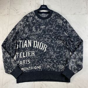 20AW◎Christian Dior クリスチャンディオール ニット セーター ロゴ 近年 現行 Lサイズ アトリエ ジャガード HOMME オム キムジョーンズ 