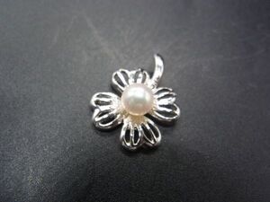 ■美品■TASAKI タサキ アコヤパール アコヤ真珠 パール 約5mm ネックレスチャーム ペンダントトップ アクセサリー シルバー系 DG7212