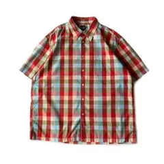 00s OLD GAP コットン チェックシャツ 半袖 ブロックチェック