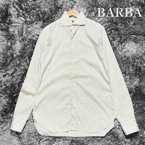 BARBA DANDY LIFE バルバ 近年モデル セミワイドカラーシャツ ホリゾンタルカラー 長袖 国内正規品 コットン 総柄 イタリア製 M位 極美品