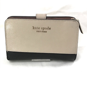 kate spade L字ファスナー二つ折り財布 スペンサー レザー ベージュ PWRU7846 [jgg]