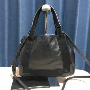 バレンシアガ BALENCIAGA ネイビー カバス ハンドバッグ ショルダーバッグ ポーチ付き レザー