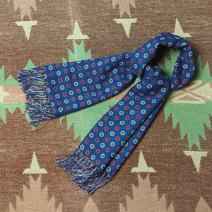 花柄 小紋柄 【CISCO】 40s Rayon Scarf / 40年代 レーヨン スカーフ ストール フリンジ ロカビリー モッズ ビンテージ 30s50s60s 50年代