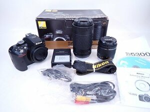 【ショット数少】NIKON/ニコン DXフォーマットデジタル一眼レフカメラ D5300 AF-P ダブルズームキット 説明書・元箱付 § 6FDFE-1