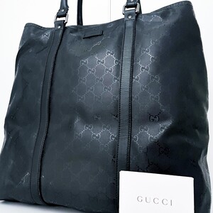 1円■超美品■最高級ライン■超希少デザイン■GUCCI グッチ インプリメ 型押しロゴ 総柄 トートバッグ ビジネス A4 メンズ レザー ブラック