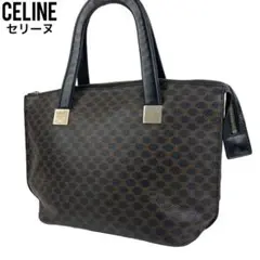 ✨美品　CELINE セリーヌ　ハンドバッグ　黒マカダム　PVC レザー　茶色