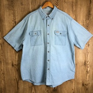 雰囲気系 JUNK CARHARTT カーハート デニム ボタンダウン 半袖シャツ メンズ サイズ XL 古着 e24052013