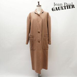 美品 Jean Paul Gaultier ジャンポールゴルチエ ツイード ウール ロングコート レディース 冬物アウター サイズ9*IC311