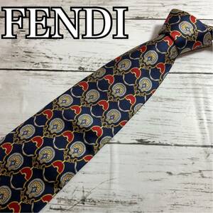 FENDI フェンディ　ネクタイ　スカーフ柄　総柄　ビジネス　スーツ　結婚式　パーティー　ハイブランド　フォーマル