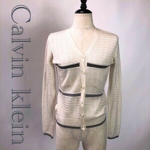 ■ Calvin klein カルバンクライン 長袖 カーディガン ホワイト Ｍ レディース ｃ1186 K35