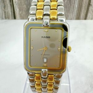 A2411-5-11 １円スタート 稼働品 クオーツ 美品　RADO　ラドー　フローレンスメンズ腕時計シルバー　ゴールド アンティーク2針　デイト