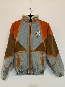 ☆GUCCI グッチ☆18AW 【536189 XRC20 4271】コレクションライン SF Giants インサート付きスウェード切り返しデニムジャケット ブルゾン 