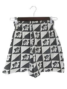 マリークワント MARY QUANT パンツ ショートパンツ ウエストゴム 綿 コットン 裏パイル ロゴ 総柄 グレー系 QQQ レディース