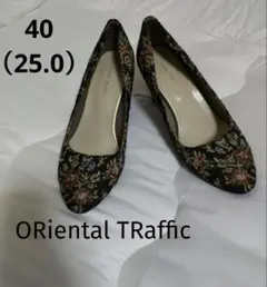 ORiental TRaffic ゴブラン織り 花モチーフ パンプス 25.0