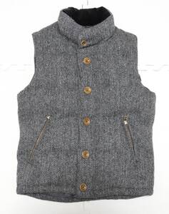 collective × ハリスツイード ダウンベスト グレー 02 メンズビギ HARRIS TWEED